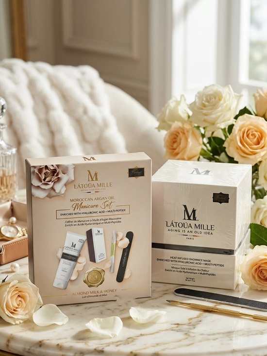 Latoua Mille Other - L'ATOUA MILLE  Moroccan Argan Oil Manicure Set & Heat Infused Radiance Mask